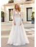 Ivory Lace Tulle V Back Fairy Wedding Dress